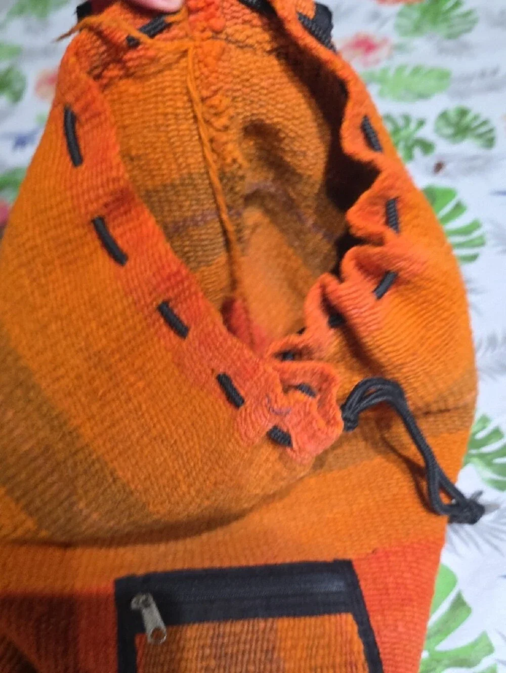 Cute Handwoven Orange Boho Backpack